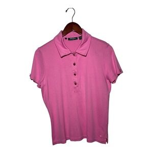 Bobby‎ Jones Polo Women Large Pink Pima Cotton Button Clover Detail